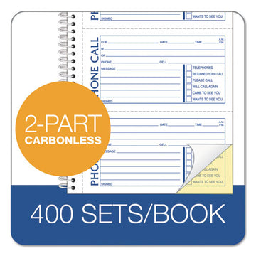 TOPS™ Second Nature Phone Call Book, Two-part Carbonless, 2.75 X 5, 4-page, 400 Forms freeshipping - TVN Wholesale